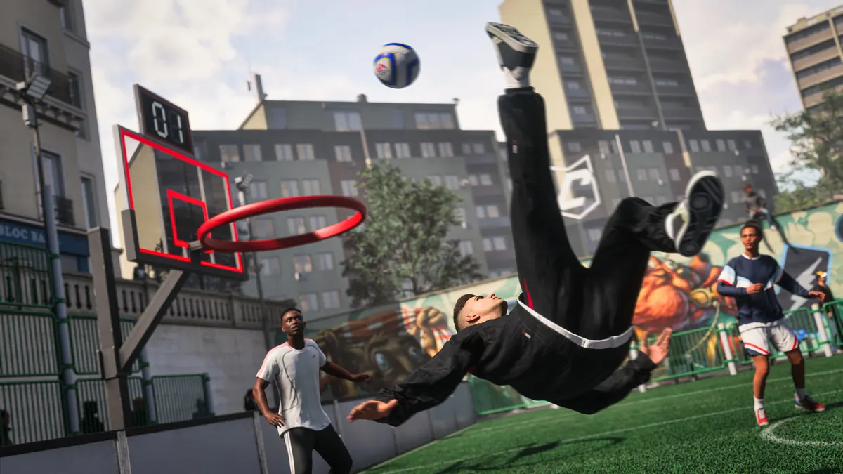 The Grounds street-football setting in an EA SPORTS FC 27 promotional screenshot.